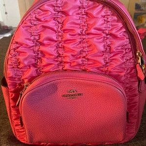 Pink Coach backpack purse with matching wallet
